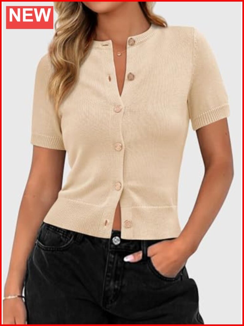 100% Viscose Cropped Short Sleeve Cardigan Women - Picture 2 of 6